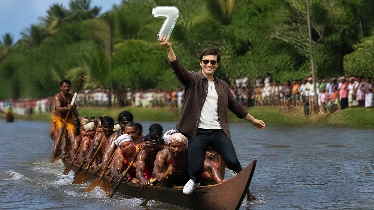 Aura farming boat meme. Standing on the bow holding the chrome 7 up.